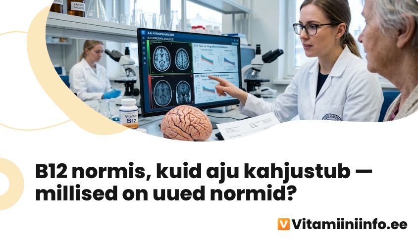 B12-vitamiini kapslid ja ajumudel meditsiinilisel laual