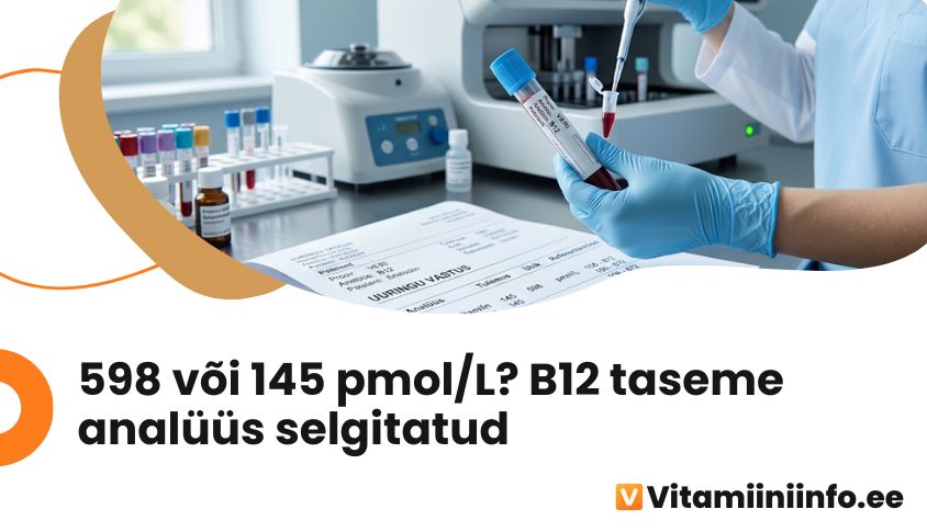 B12-vitamiini vereanalüüsi tulemus ja referentsväärtused labori vastuses
