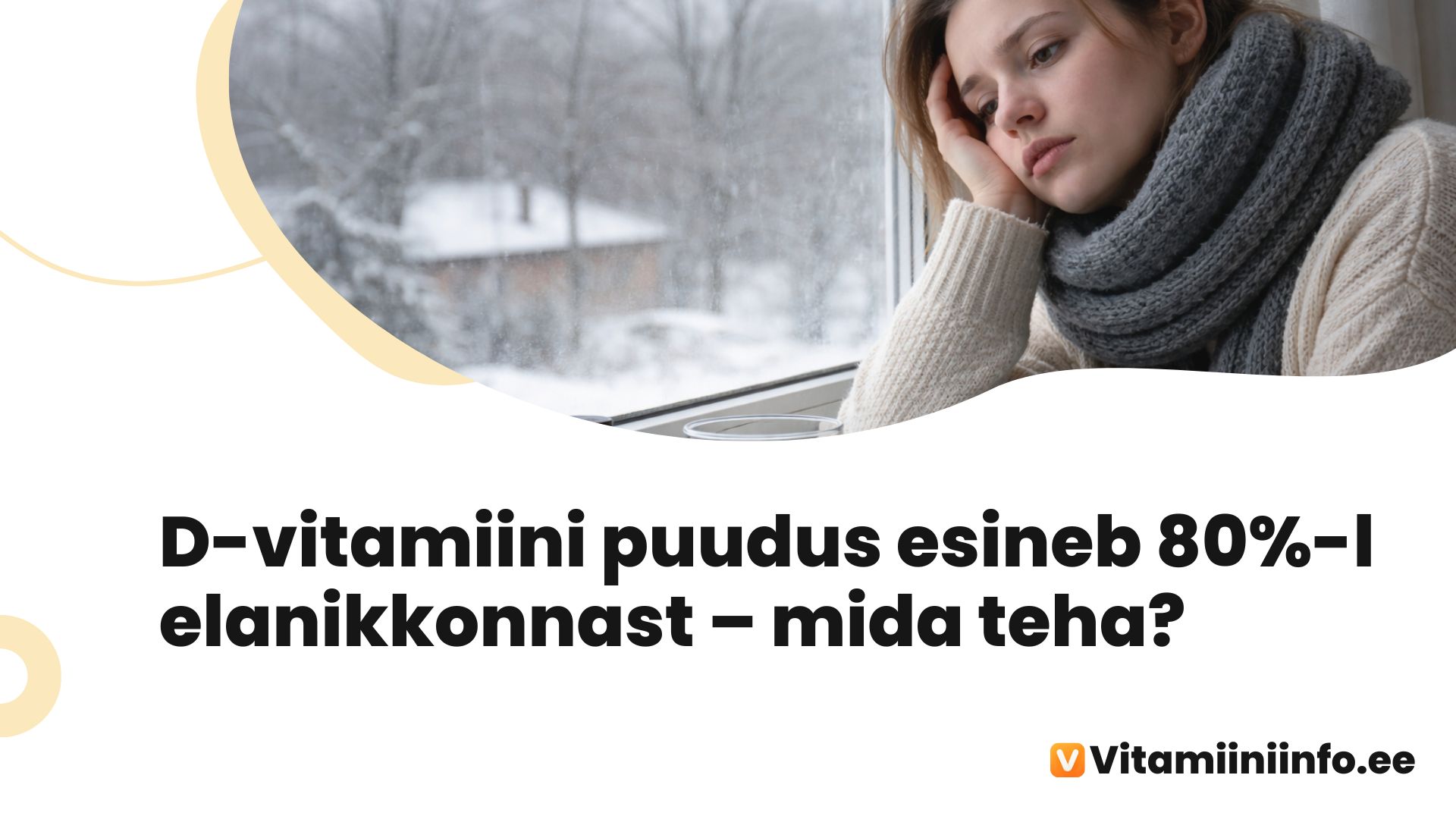 Väsinud inimene akna ääres hallil talvepäeval — D-vitamiini puuduse sümptomid