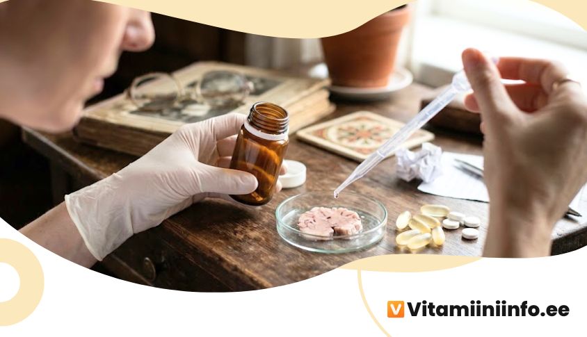 Glükoosamiini kapslid ja pillipudel valgel taustal, liigesevalu ravim ja Alzheimeri risk