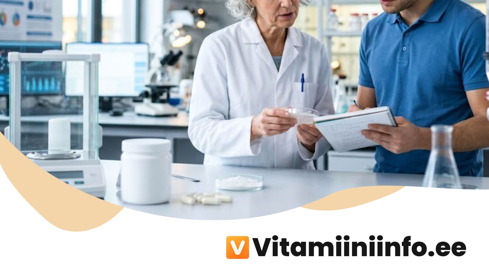 Kreatiini pulber ja kapslid laboratoorse taustaga, teaduslik uurimistöö ja toidulisandid