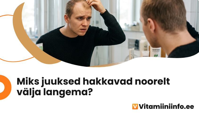 Noor mees vaatab peeglist oma hõrenevaid juukseid mures
